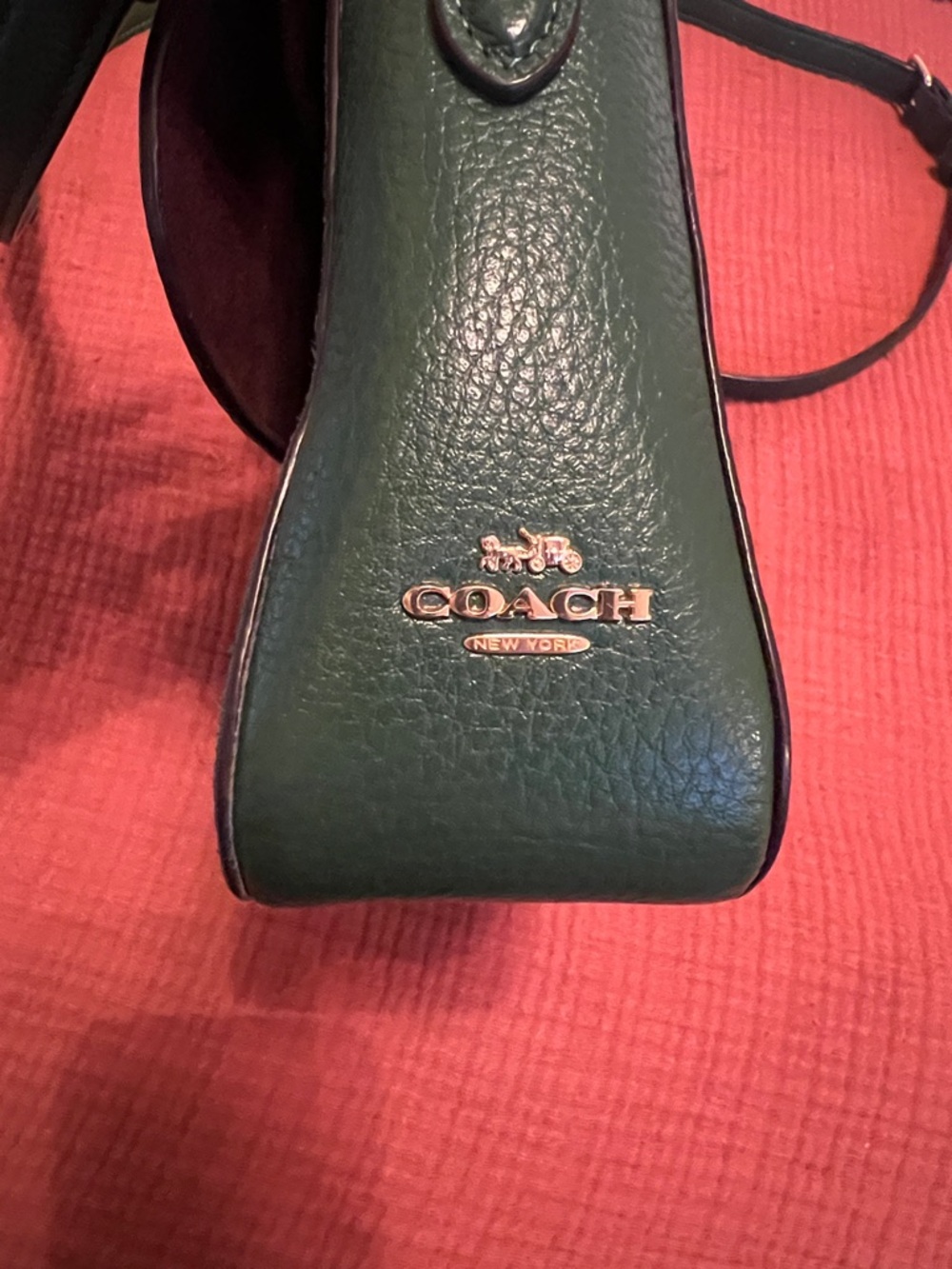 Coach Green Leather & Suede Crossbody with Gold Hardware - Picture 5 of 8
